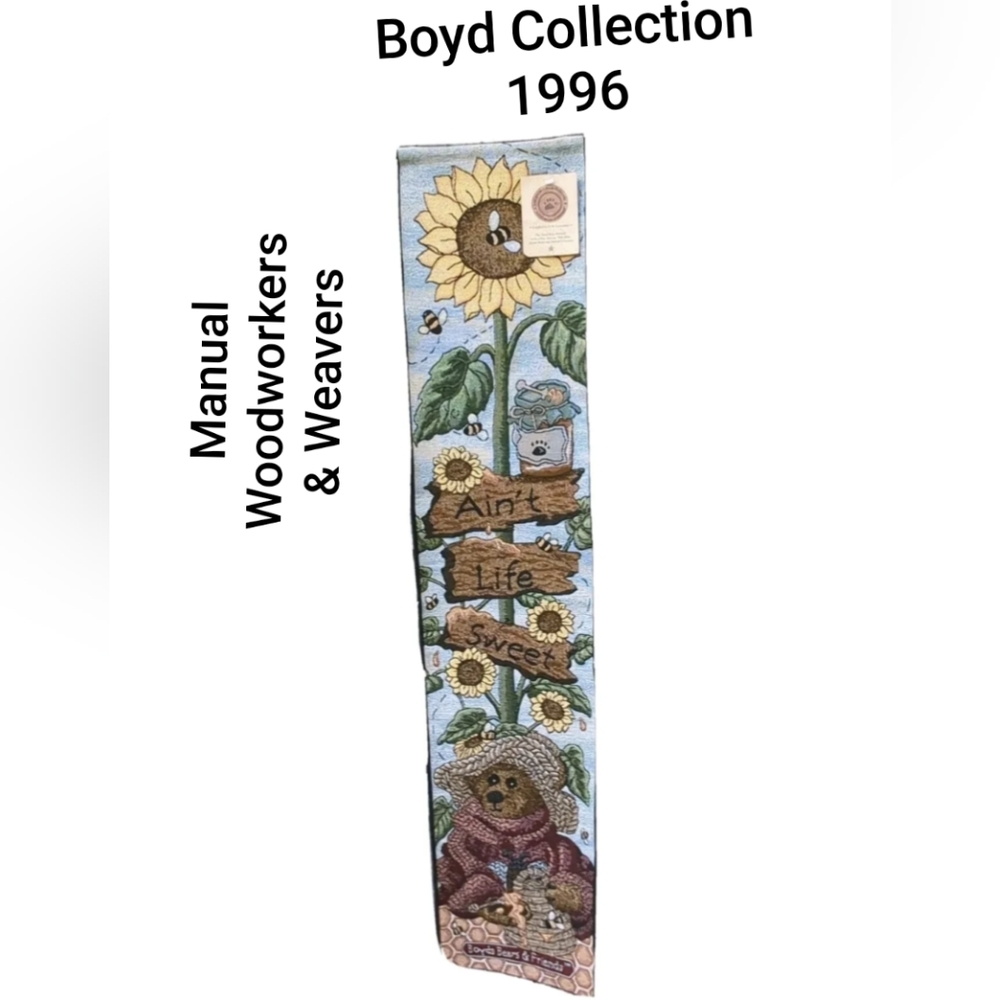 VTG🐻 Tapestry Fabric Wall Hanging 1996 Boyd Collection Manual Woodworkers